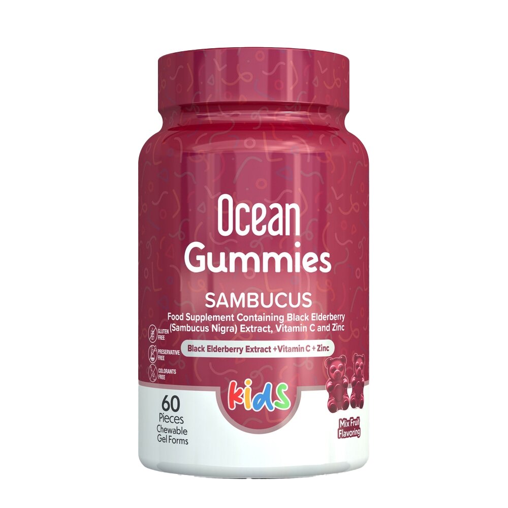 Екстракт чорної бузини Orzax Ocean Smart Gummies Sambucus, 60 желейок для підтримки імунної системи