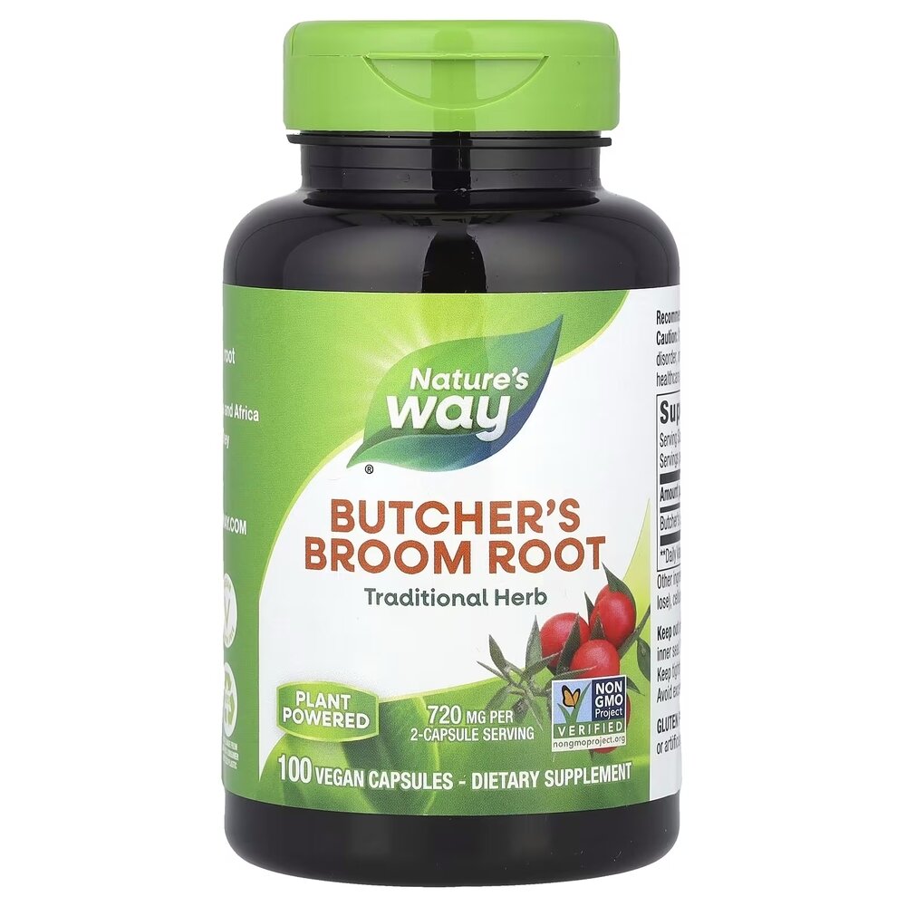 Корень иглицы Nature's Way Butcher's Broom Root 940 mg, 100 капсул для поддержки здоровья венозной системы