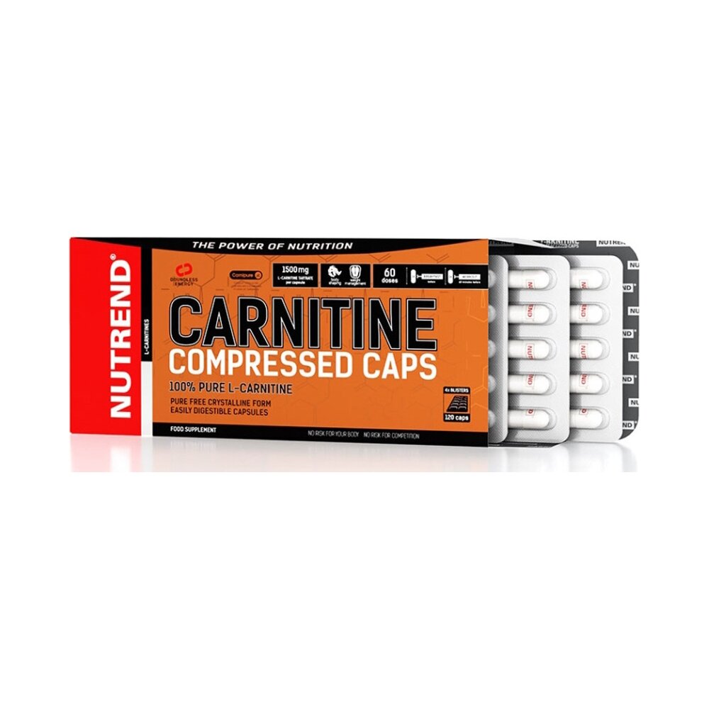 Карнитин тартрат Nutrend Carnitine Compressed Caps, 120 капсул для поддержки производительности и диеты