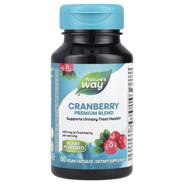 Экстракт клюквы Nature's Way Cranberry Premium Blend витамин c, 60 вегакапсул для поддержки мочевыводящей системы