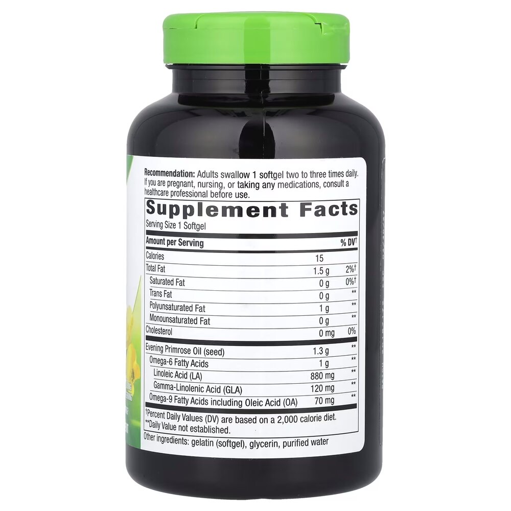 Масло примулы вечерней Nature's Way Evening Primrose, 120 капсул для поддержки женского здоровья. Фото 2