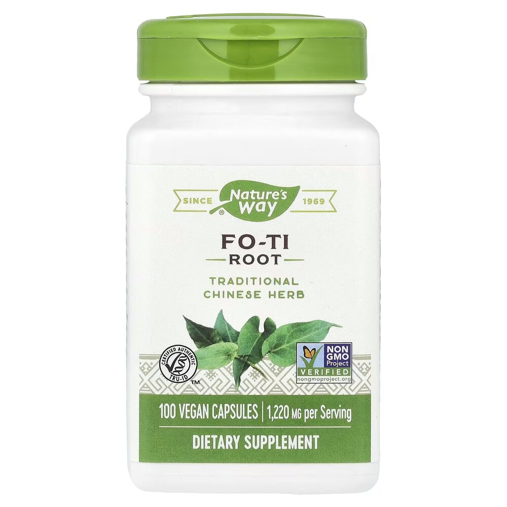 Корень горца многоцветкового Nature's Way Fo-Ti Root, 100 вегакапсул для поддержки волос, кожи и ногтей