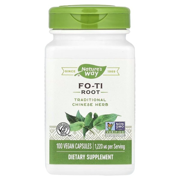 Корень гірчака багатоквіткового Nature's Way Fo-Ti Root, 100 вегакапсул для підтримки волосся, шкіри та нігтів