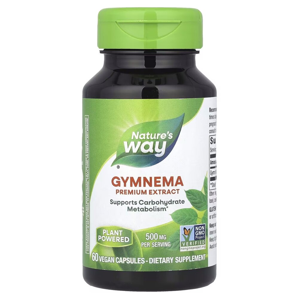 Екстракт листя джімнеми Nature's Way Gymnema 500 mg, 60 вегакапсул для зниження тяги до солодкого