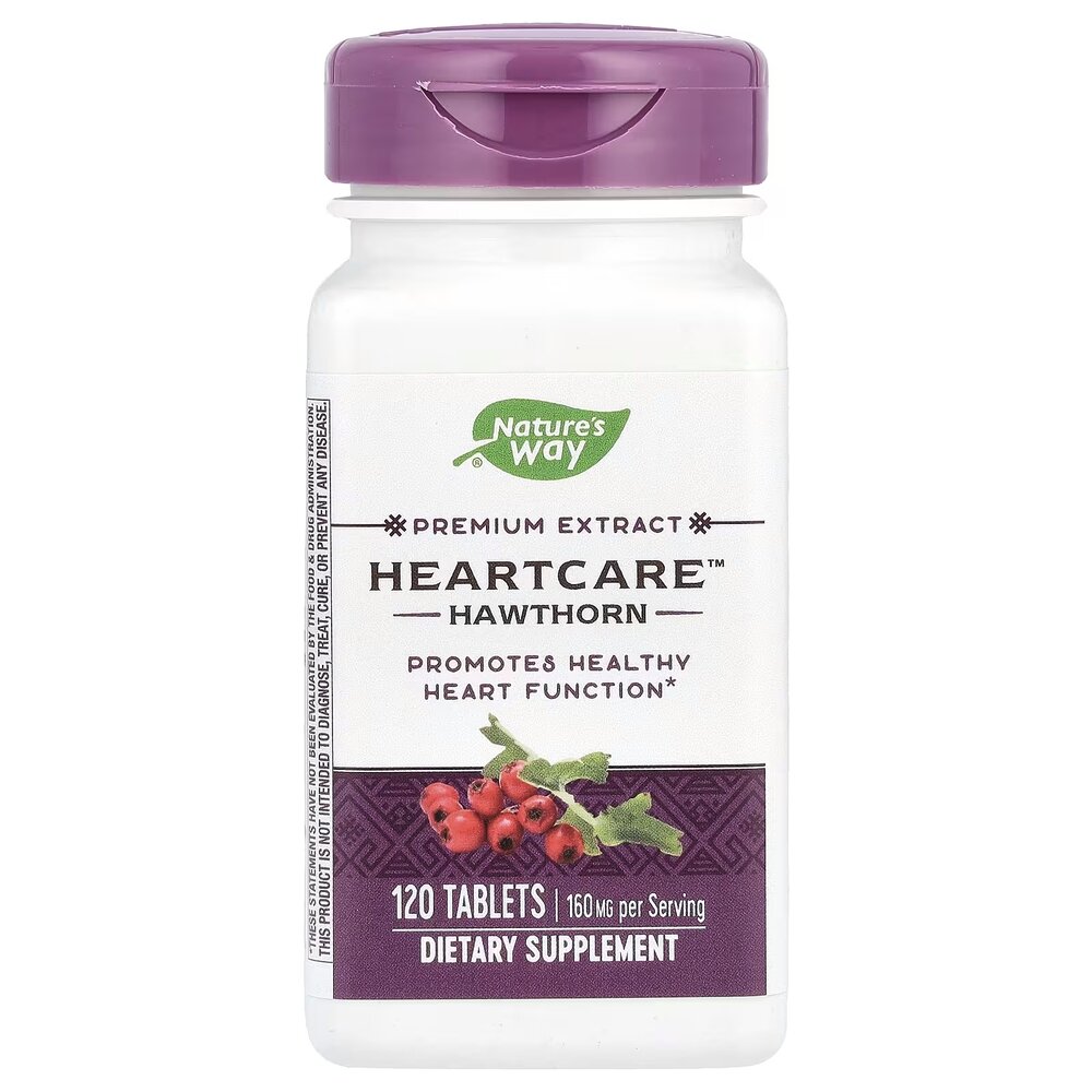 Экстракт листьев и цветов боярышника Nature's Way HeartCare, 120 таблеток для поддержки сердечно-сосудистой системы