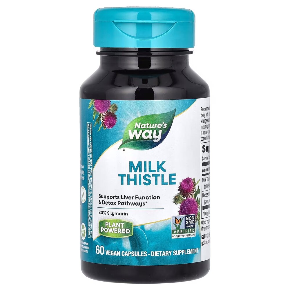 Екстракт насіння розторопші Nature's Way Milk Thistle, 60 вегакапсул для підтримки печінки