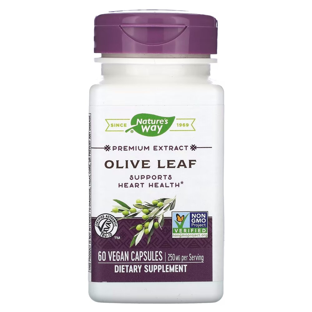 Экстракт оливы Nature's Way Olive Leaf Premium Extract, 60 капсул для поддержки сердца и иммунной системы