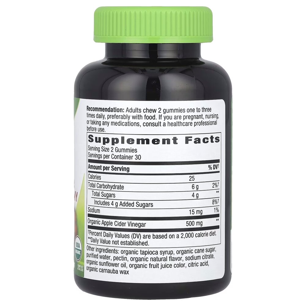 Органічний яблучний оцет Nature's Way Organic Apple Cider Vinegar Gummy, 60 желейок. Фото 2