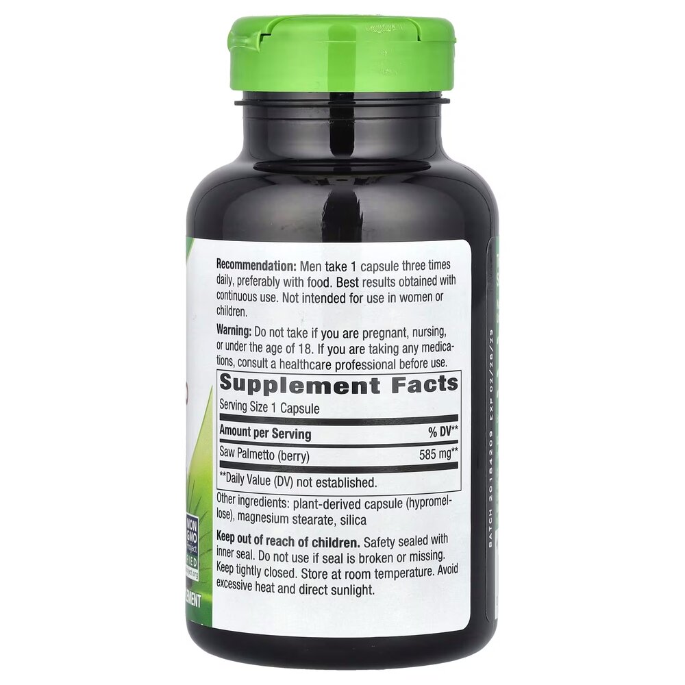 Ягоди пальметто Nature's Way Saw Palmetto Berries, 180 вегакапсул для підтримки передміхурової залози. Фото 2