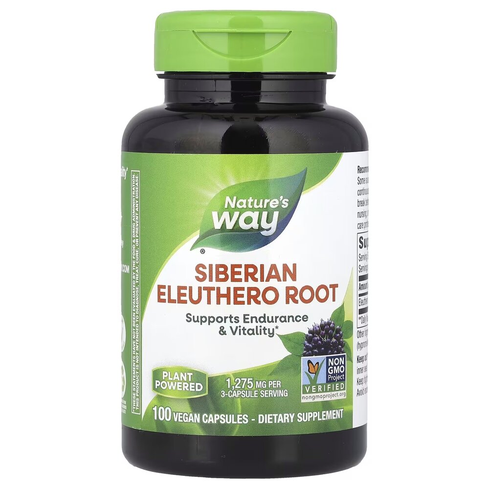 Экстракт корня сибирского элеутерококка Nature's Way Siberian Eleuthero Root, 100 вегакапсул
