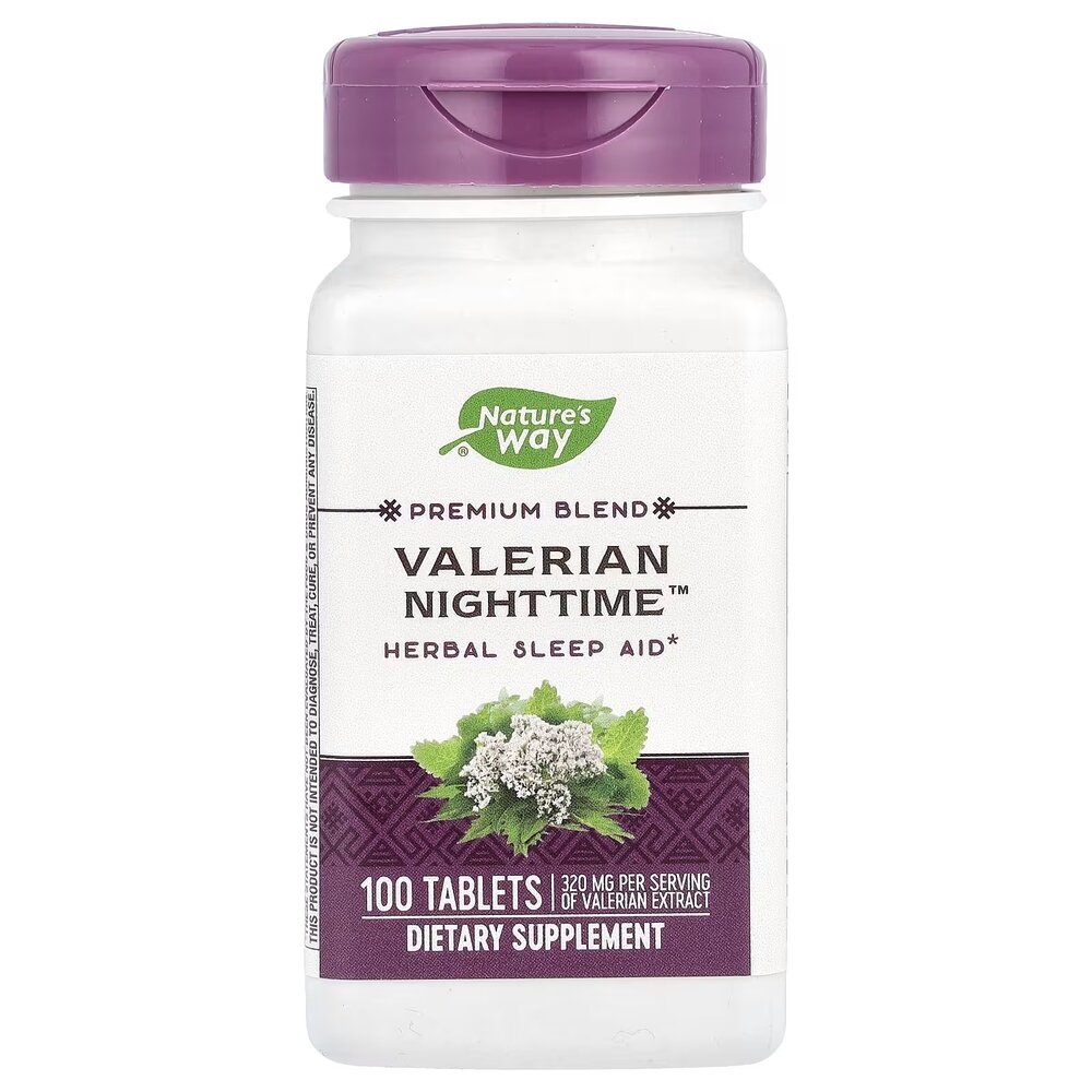 Екстракти валеріани і меліси Nature's Way Valerian Nighttime, 100 таблеток для гарного сну