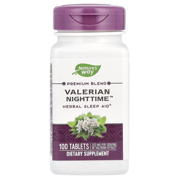 Екстракти валеріани і меліси Nature's Way Valerian Nighttime, 100 таблеток для гарного сну