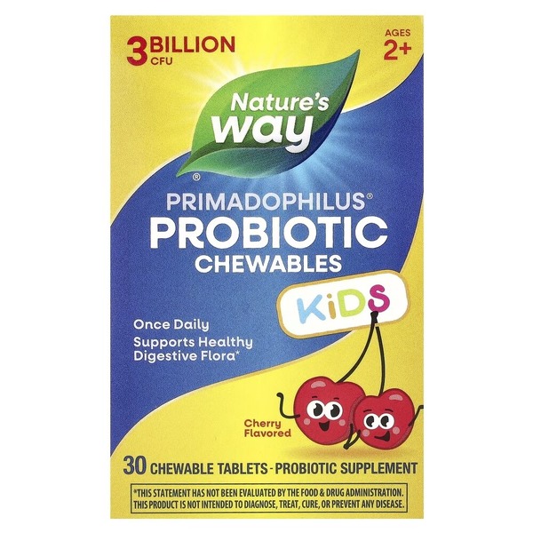 Пробиотическая смесь Nature's Way Primadophilus Kids 3 Billion CFU, 30 жевательных таблеток. Фото 2