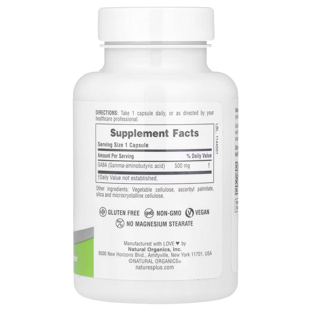 Гамма-аміномасляна кислота Natures Plus PRO GABA 500 mg, 60 капсул для підтримки нервової системи. Фото 2
