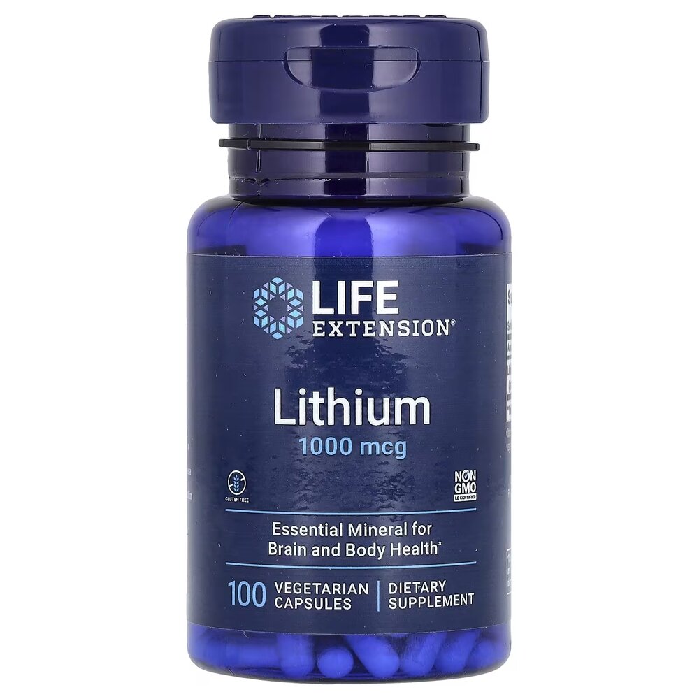 Литий оротат Life Extension Lithium 1000 mg, 100 вегакапсул для поддержки здоровья мозга