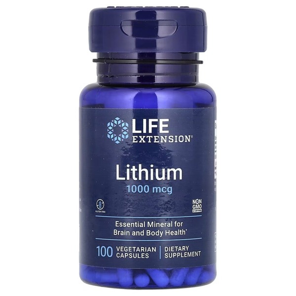 Литий оротат Life Extension Lithium 1000 mg, 100 вегакапсул для поддержки здоровья мозга
