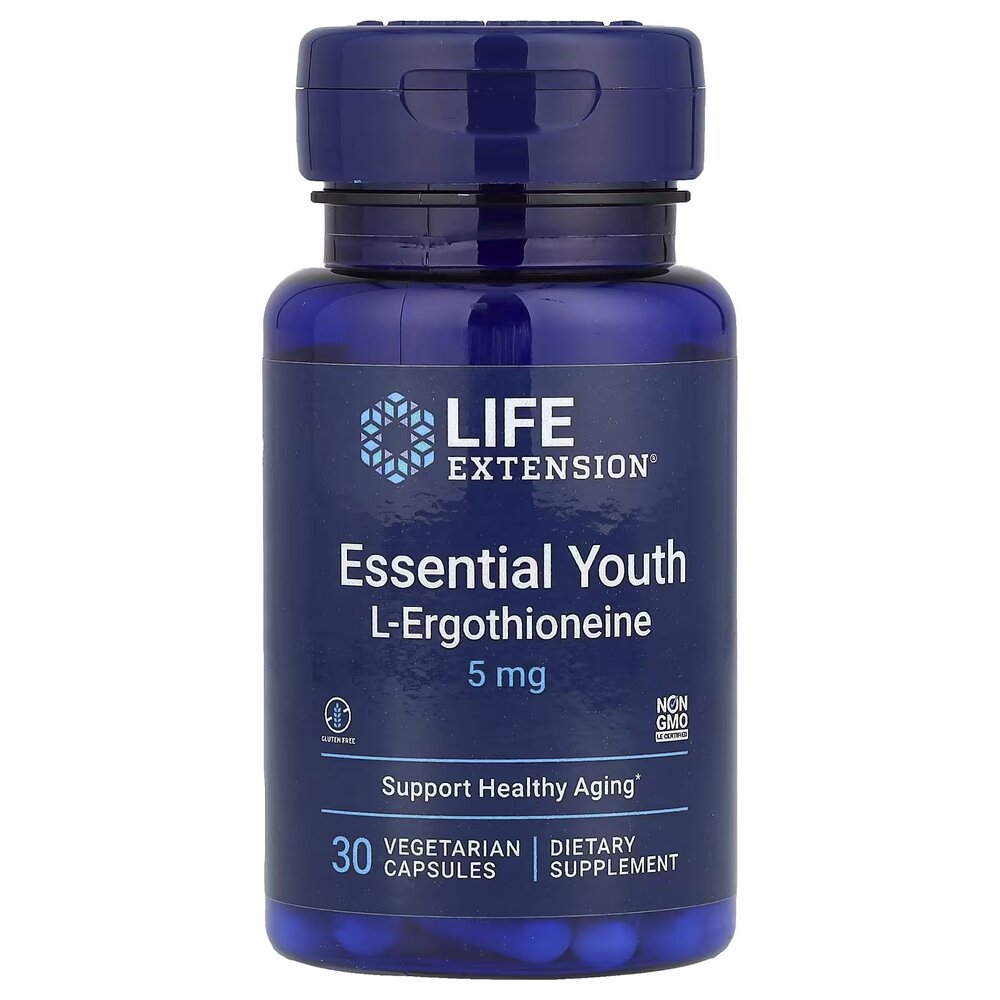Экстракт мелиссы и L-теанин Life Extension Essential Youth L-Ergothioneine 5 mg, 30 вегакапсул