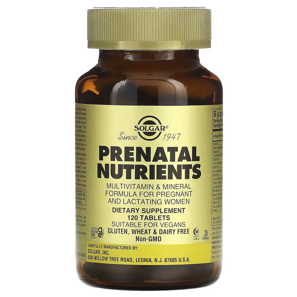 Комплексний препарат Solgar Prenatal Nutrients Multivitamin & Mineral, 120 таблеток для вагітних і жінок, що годують