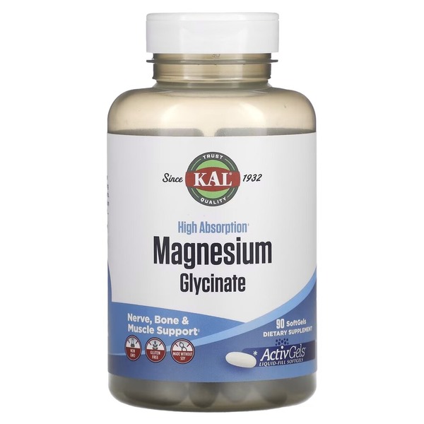 Магній гліцинат KAL Magnesium Glycinate 315 mg, 90 таблеток для підтримки м'язів, кісток та нервової системи