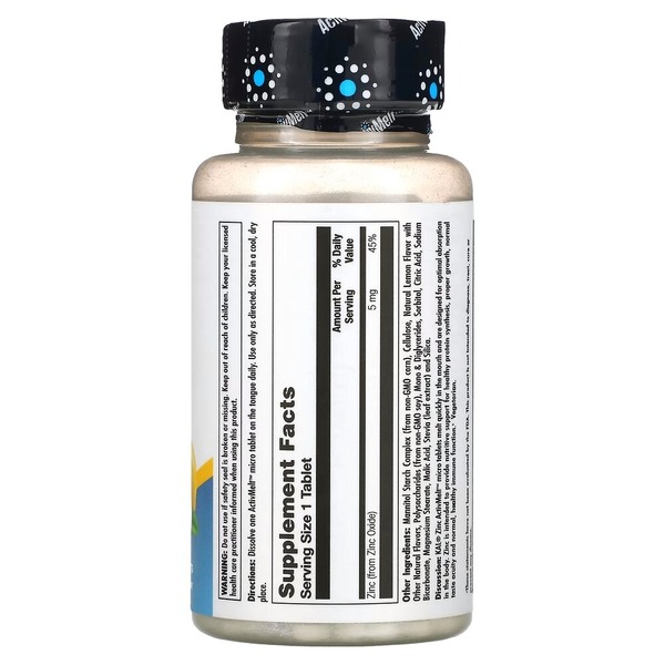 Цинк KAL Zinc 5 mg, 60 мікро таблеток - Лимон для підтримки шкіри, волосся та нігтів. Фото 2