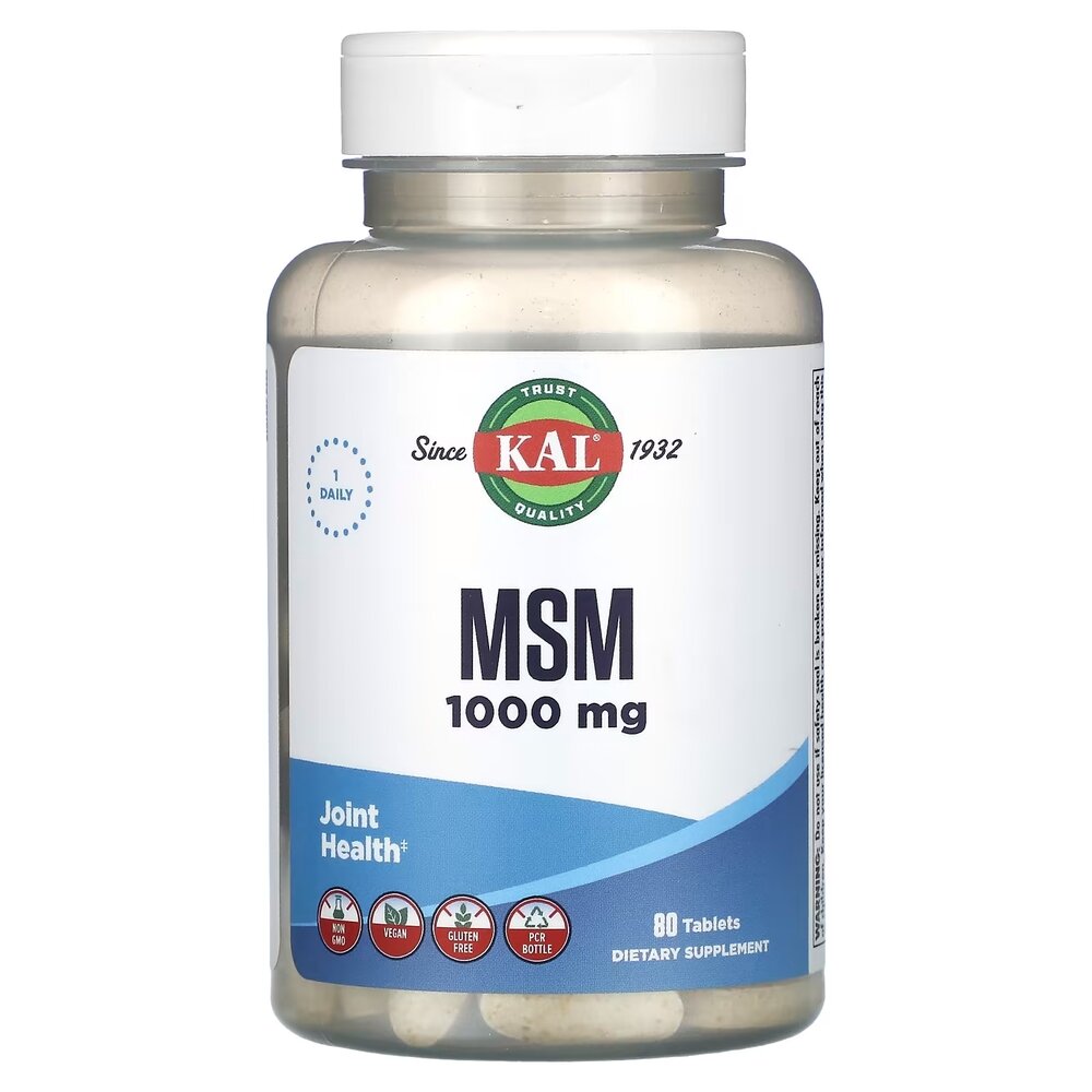 Метилсульфонилметан KAL MSM 1000 mg, 80 таблеток для поддержки суставов и кожи