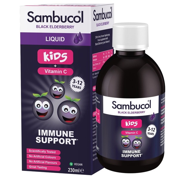 Екстракт  чорної бузини, вітамін C Sambucol Black Elderberry For Kids, 230 мл для дітей