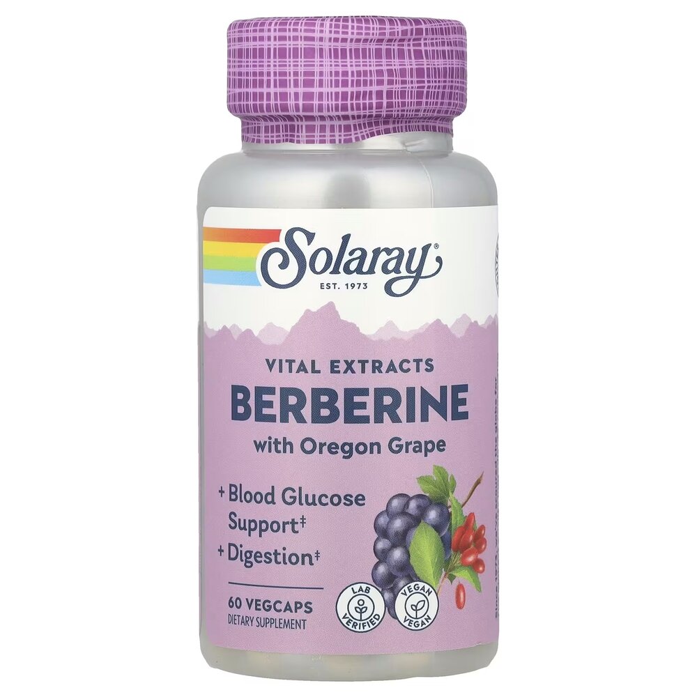 Берберин і корінь орегонського винограду Solaray Berberine with Oregon Grape, 60 вегакапсул для підтримки організму