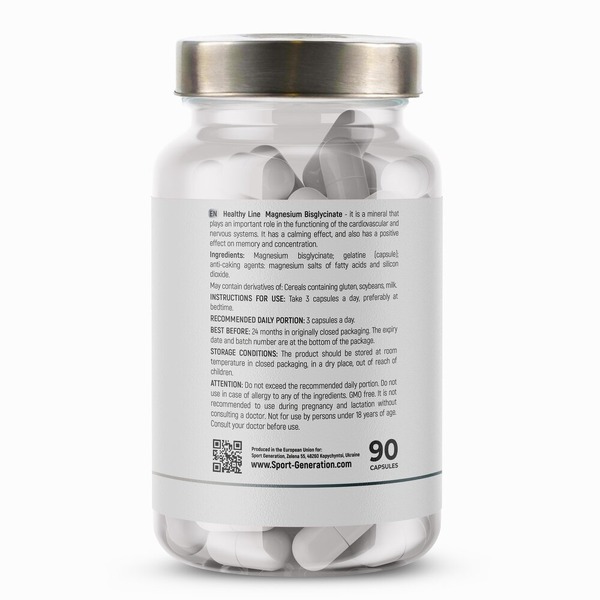Магній бісгліцинат Sport Generation Healthy Line Magnesium Bisglycinate, 90 капсул. Фото 2