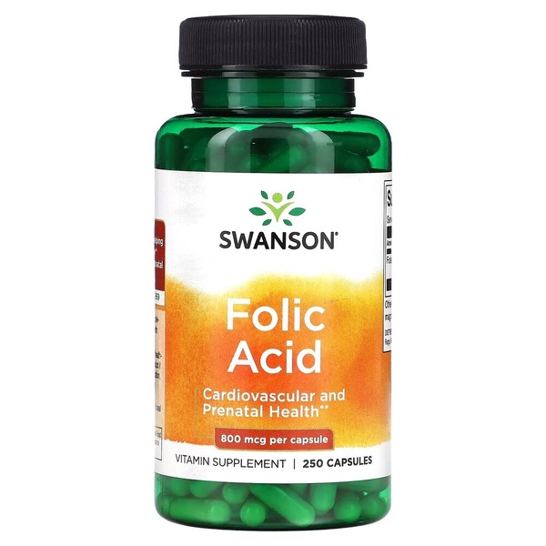 Фолієва кислота Swanson Folic Acid 800 mcg, 250 капсул