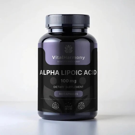 Альфа-ліпоєва кислота VitalHarmony Alpha Lipoic Acid 100 mg, 90 капсул для антиоксидантного захисту