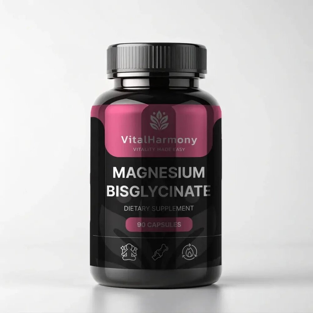 Бісгліцинат магнію VitalHarmony Magnesium Bisglycinate, 90 капсул для підтримки загального стану організму