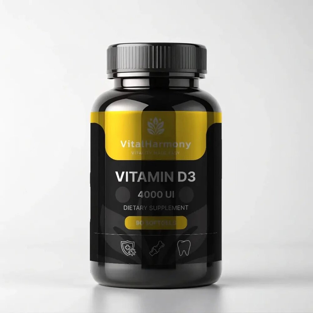 Холекальциферол VitalHarmony Vitamin D3 4000 UI, 90 капсул для підтримки імунної системи