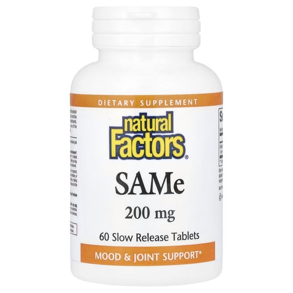 Амінокислота Natural Factors SAMe 200 mg, 60 таблеток для підтримки настрою та печінки