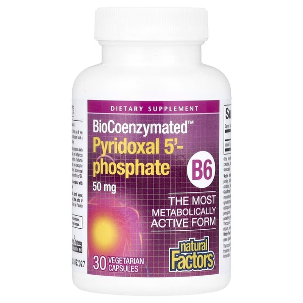 Пиридоксаль-5'-фосфат Natural Factors BioCoenzymated Pyridoxal 5'-Phosphate 50 mg, 30 капсул. Фото 3