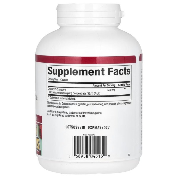 Екстракт журавлини Natural Factors CranRich Cranberry Concentrate Super Strength, 180 капсул для здоров'я сечовивідних шляхів. Фото 2
