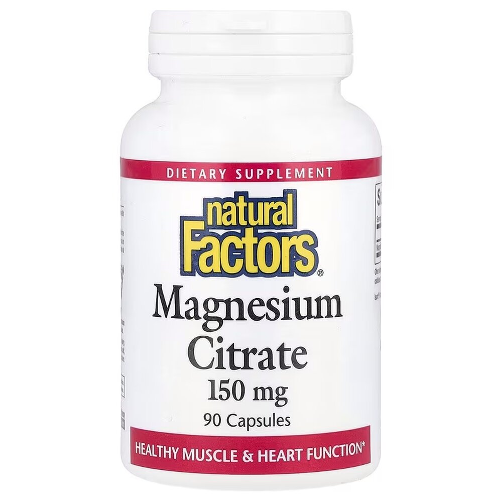 Цитрат магнію Natural Factors Magnesium Citrate 150 mg, 90 капсул для підтримка м'язів та нервової системи