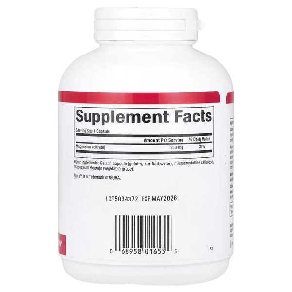 Цитрат магнію Natural Factors Magnesium Citrate 150 mg, 180 капсул для підтримки м'язів та нервової системи. Фото 2