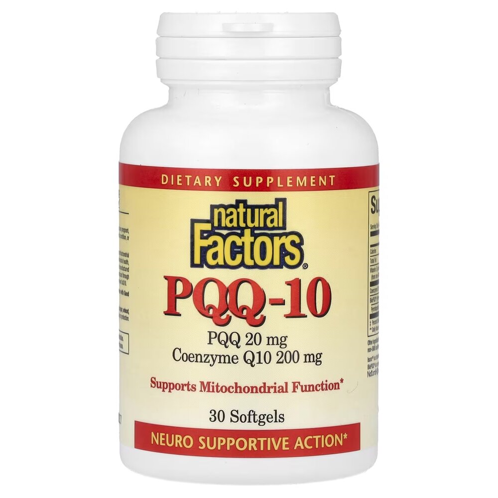 Піролохінолінхінон та коензим Natural Factors PQQ-10, 30 капсул для підтримки енергії та мітохондрій