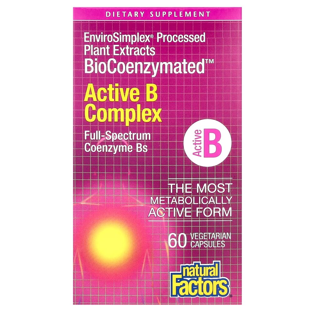 Комплекс витаминов группы B Natural Factors BioCoenzymated Active B Complex, 60 вегакапсул для нервной системы