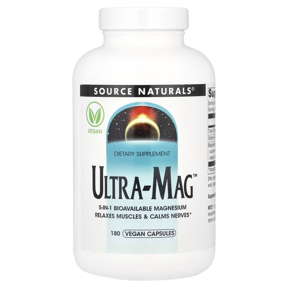 Комплекс магнию Source Naturals Ultra-Mag, 180 вегакапсул з п'яти форм