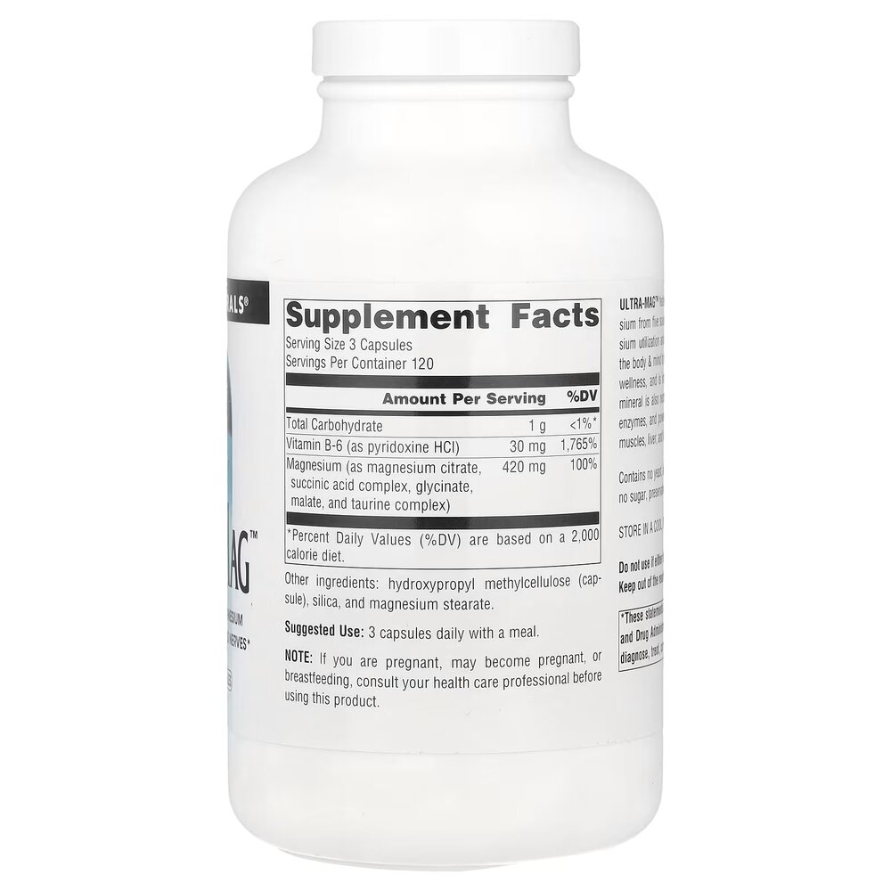 Комплекс магнию Source Naturals Ultra-Mag, 360 вегакапсул з п'яти форм. Фото 2