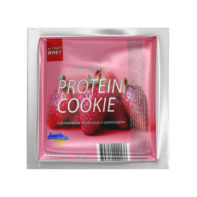 Протеїнове печиво Craft Whey Protein Cookie 60 грам, Strawberry - Полуниця