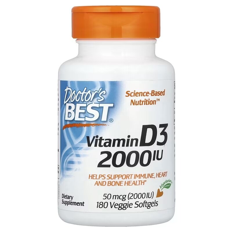 Вітамін D Doctor's Best Vitamin D3 2000 IU, 180 вегакапсул підтримання здоров'я кісток та зубів