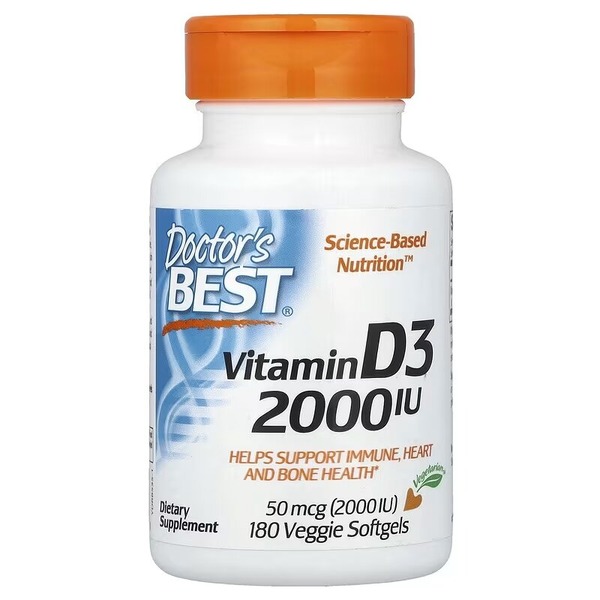 Вітамін D Doctor's Best Vitamin D3 2000 IU, 180 вегакапсул підтримання здоров'я кісток та зубів