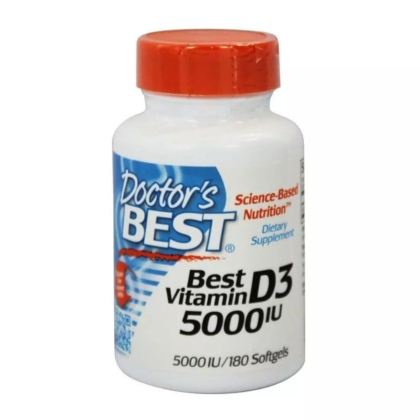 Витамин D Doctor's Best Vitamin D3 5000 IU, 180 вегакапсул комплексное укрепление костей и зубов