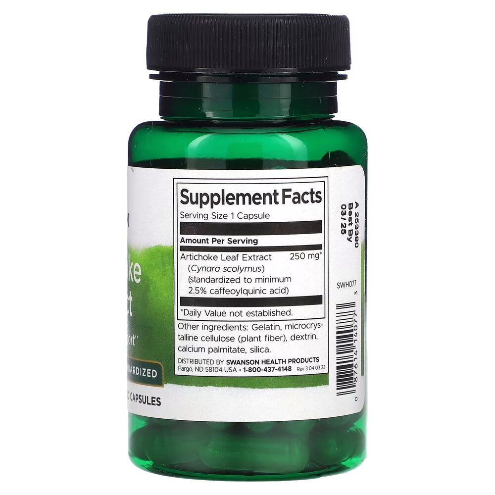 Екстракт листя артишоку Swanson Artichoke Extract 250 mg, 60 капсул. Фото 2
