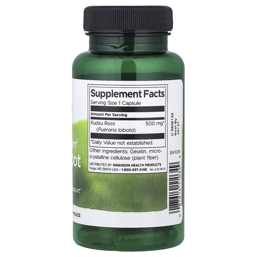 Корінь кудзу Swanson Kudzu Root 500 mg Full Spectrum, 60 капсул для підтримки серця та печінки. Фото 2