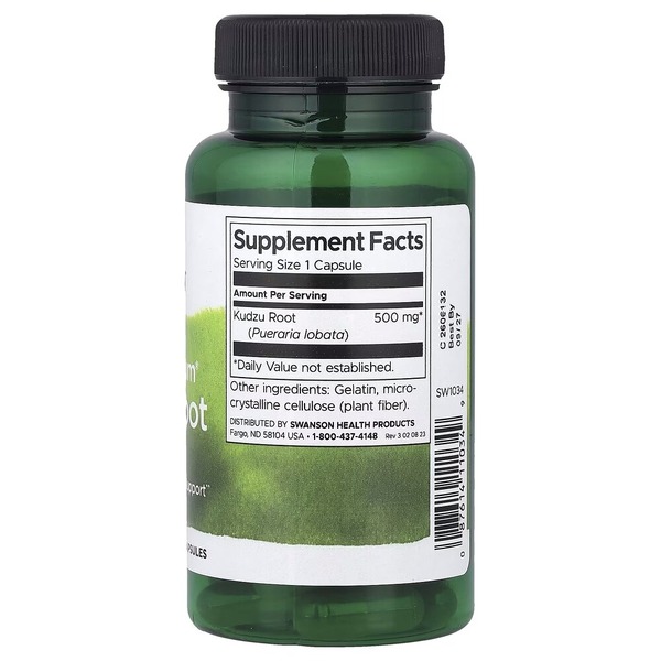 Корінь кудзу Swanson Kudzu Root 500 mg Full Spectrum, 60 капсул для підтримки серця та печінки. Фото 2