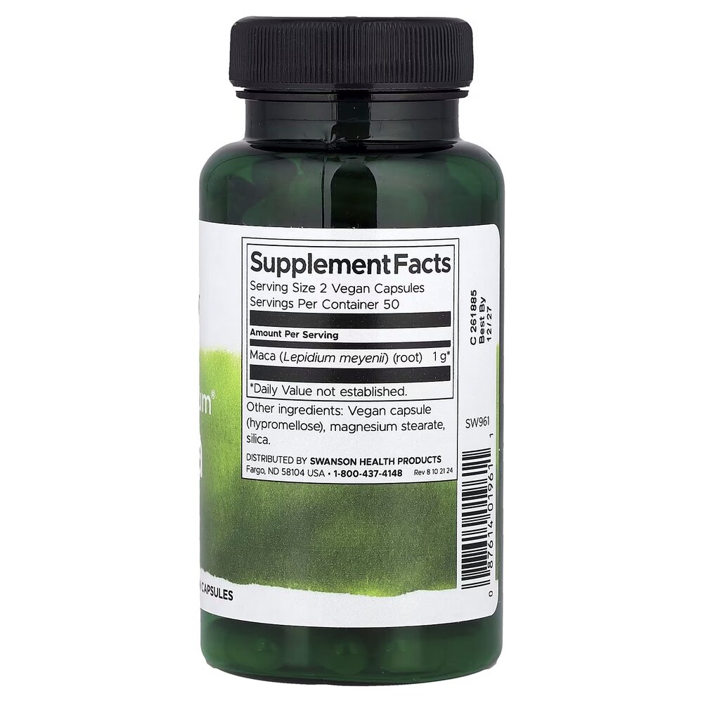 Корінь мака перуанської Swanson Maca 500 mg Full Spectrum, 100 капсул для енергії та гормонального балансу. Фото 2
