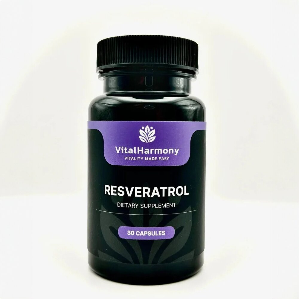 Транс-ресвератрол VitalHarmony Resveratrol 250 mg, 30 капсул для антиоксидантного захисту